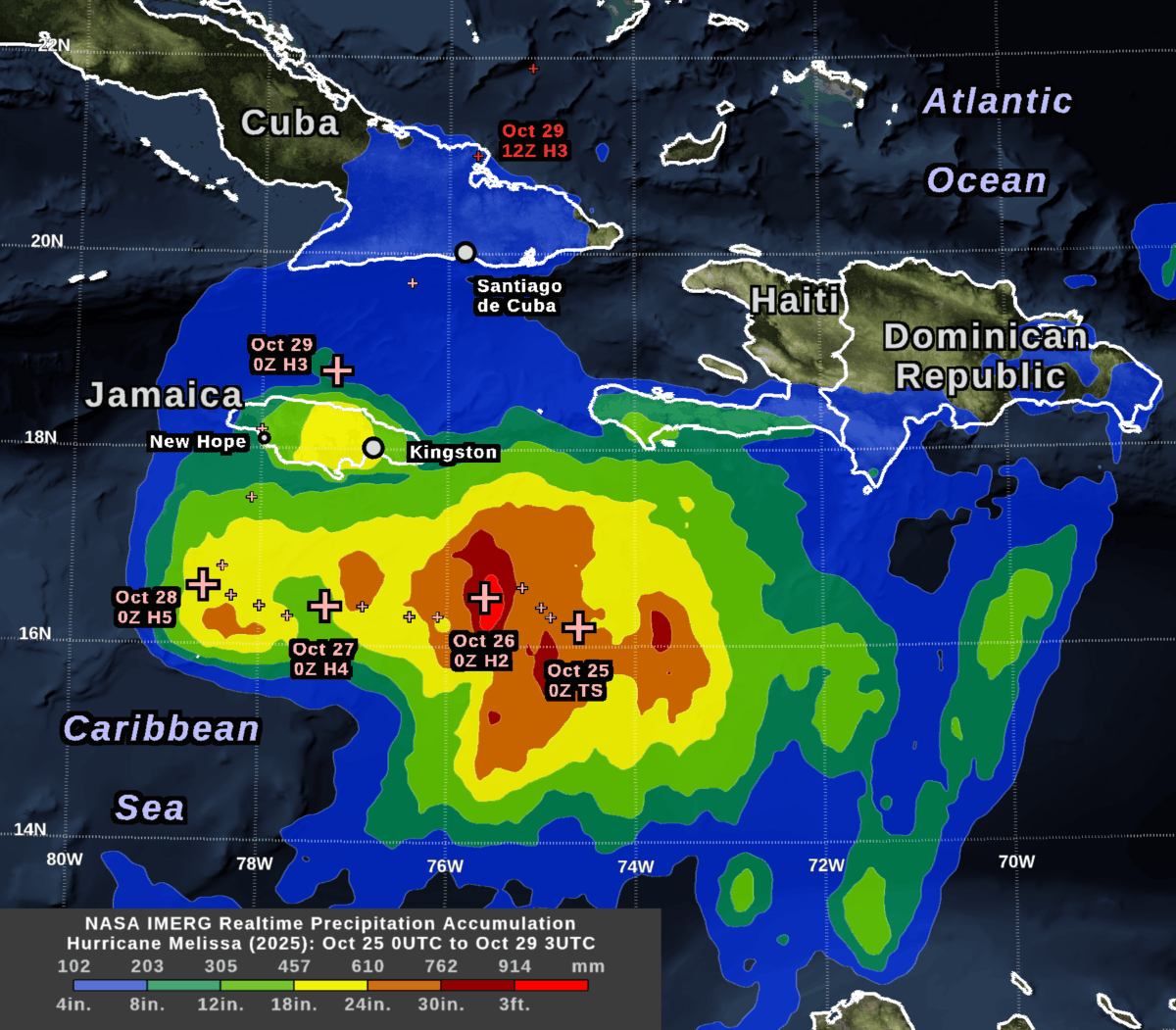 Hurricane Melissa IMERG rainfall estimate